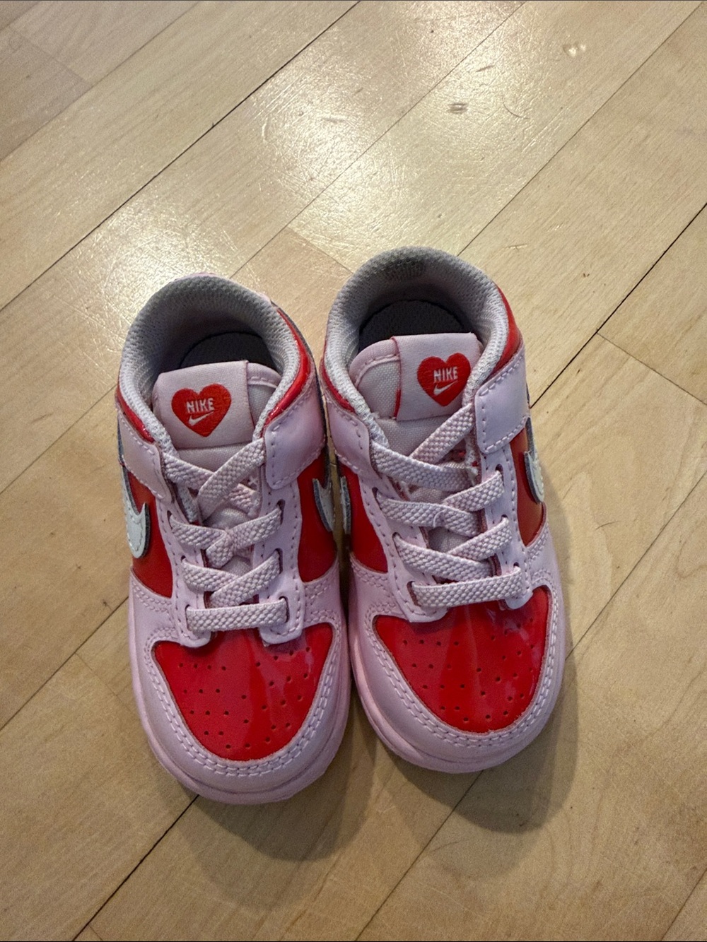 Nike Kids Pink and Red Heart Accent Sneakers